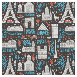 Tissu Motif de symboles de la France