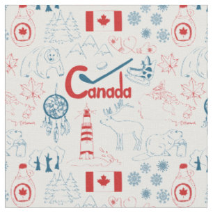 Tissu Motif de symboles du Canada  