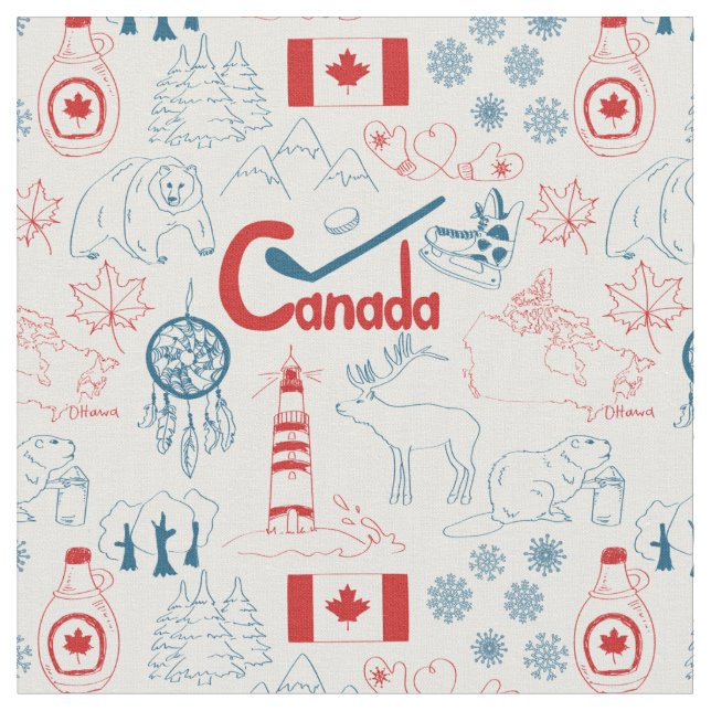Tissu Motif de symboles du Canada | (Fermer)