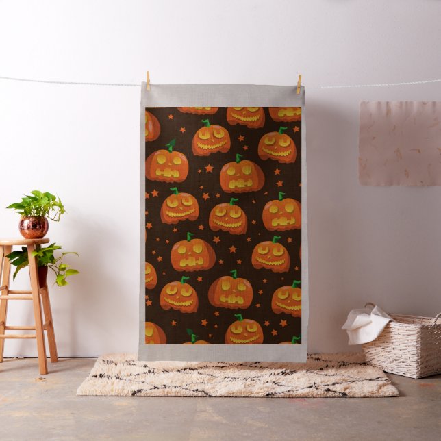 Tissu Motif de tête de citrouille d'Halloween. (In Situ)