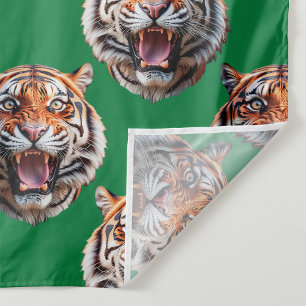 Tissu Motif de tête de tigre vert 