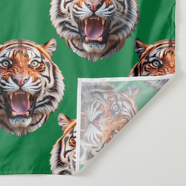 Tissu Motif de tête de tigre vert  (Créateur téléchargé)