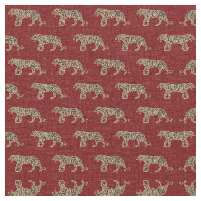 Tissu Motif de tigre de Parties scintillant rouge noir f (Fermer)
