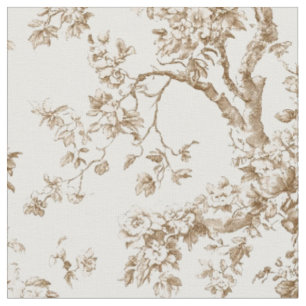 Tissu Motif de toile de branche de fleur beige