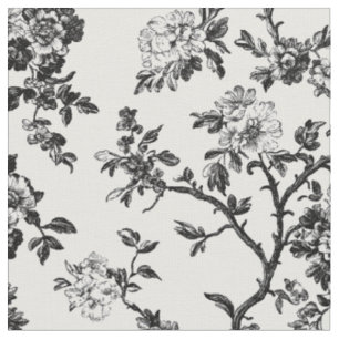 Tissu Motif de toile de branche florale noire
