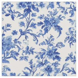 Tissu Motif de toile de vigne botanique bleue