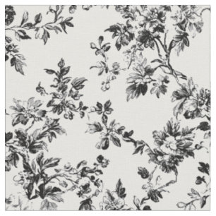 Tissu Motif de toile de vigne florale noire