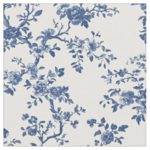 Tissu Motif de toile florale antique bleu
