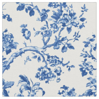 Tissu Motif de toile florale bleue classique
