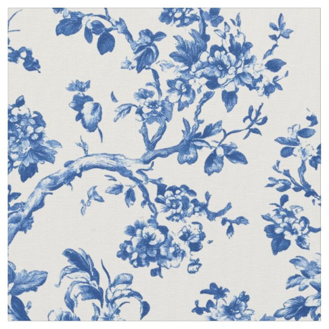 Tissu Motif de toile florale bleue classique (Fermer)