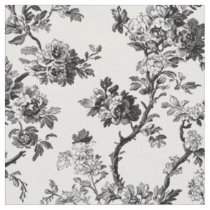 Tissu Motif de toile florale noire antique