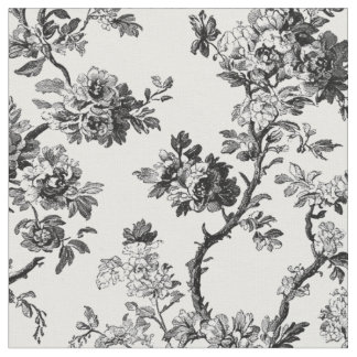 Tissu Motif de toile florale noire antique