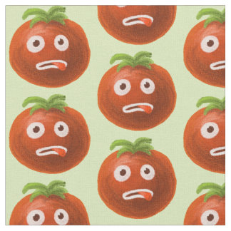 Tissu Motif de tomate caricaturale drôle vert