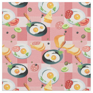 Tissu Motif de tomate et d'oeufs au plat