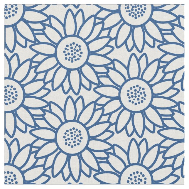Tissu Motif de tournesol bleu classique (Fermer)