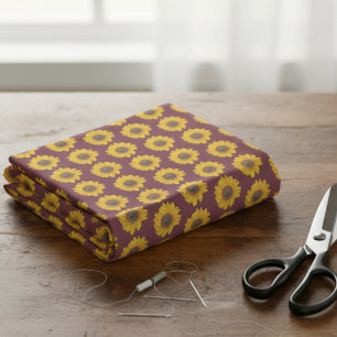 Tissu motif de tournesol en rose poudré