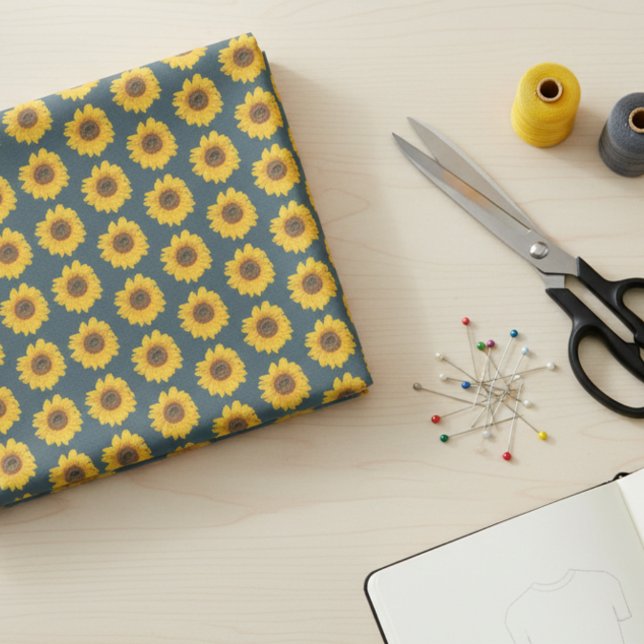 Tissu motif de tournesol en sarcelle (Créateur téléchargé)