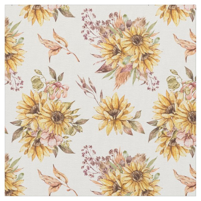 Tissu Motif de tournesols aquarelle (Fermer)