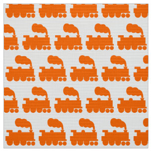 Tissu Motif de train à vapeur - Orange on White