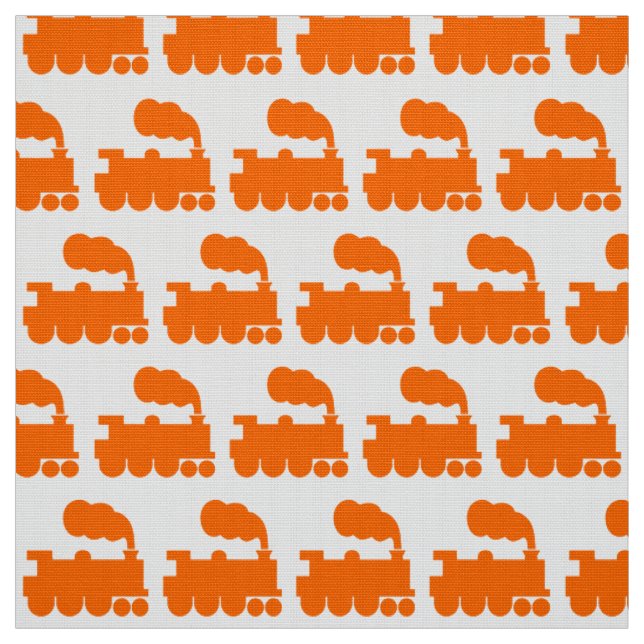 Tissu Motif de train à vapeur - Orange on White (Échantillon)