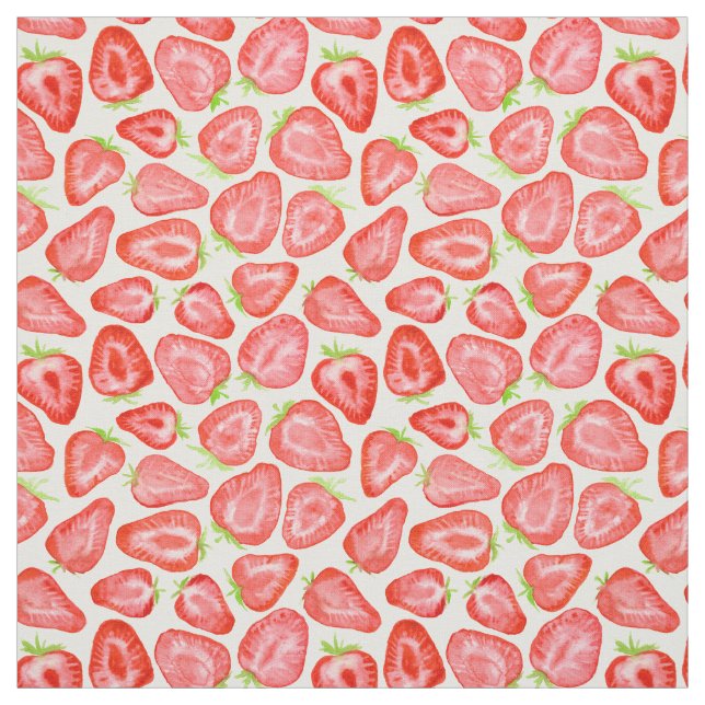 Tissu Motif de tranches de fraise d'aquarelle (Échantillon)