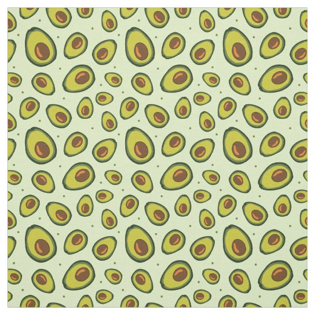 Tissu Motif de tranches de fruits vert et Brown Avocado (Échantillon)
