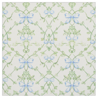 Tissu Motif de treillis floral vert bleu