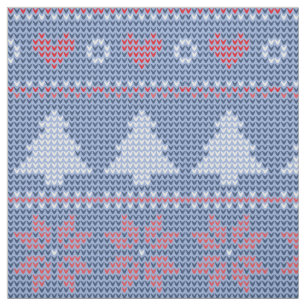 Tissu Motif de tricot de Noël Bleu