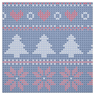 Tissu Motif de tricot de Noël Bleu