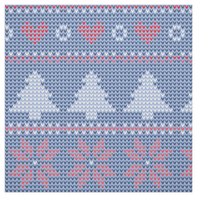 Tissu Motif de tricot de Noël Bleu (Échantillon)