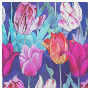 Tissu Motif de tulipes colorées