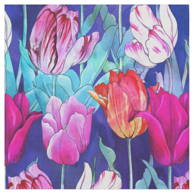 Tissu Motif de tulipes colorées (Fermer)