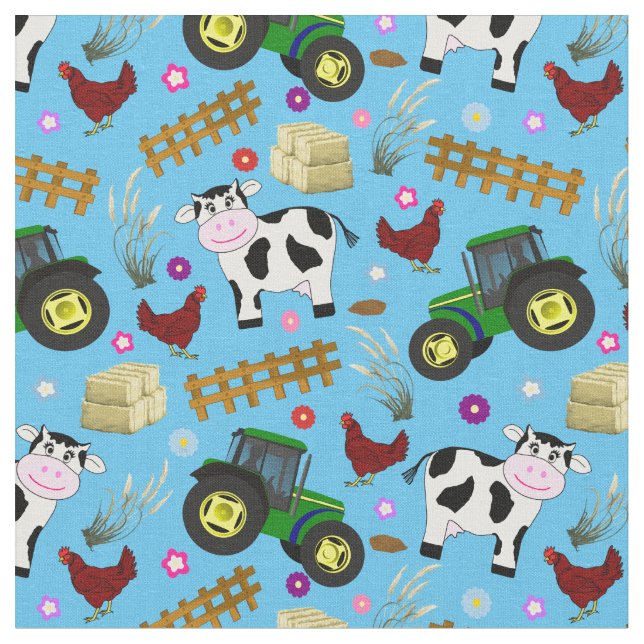 Tissu Motif de vache agricole (Fermer)
