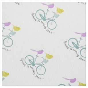 Tissu Motif de vélo moderne à Monnaie d'Oiseau Jaune vio