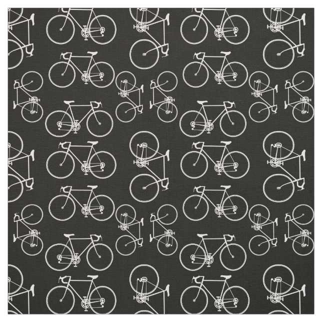 Tissu motif de vélo noir et blanc (Échantillon)