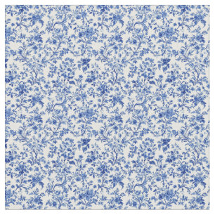 Tissu Motif de vigne Floral Toile Bleu