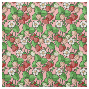Tissu Motif de vigne fraise