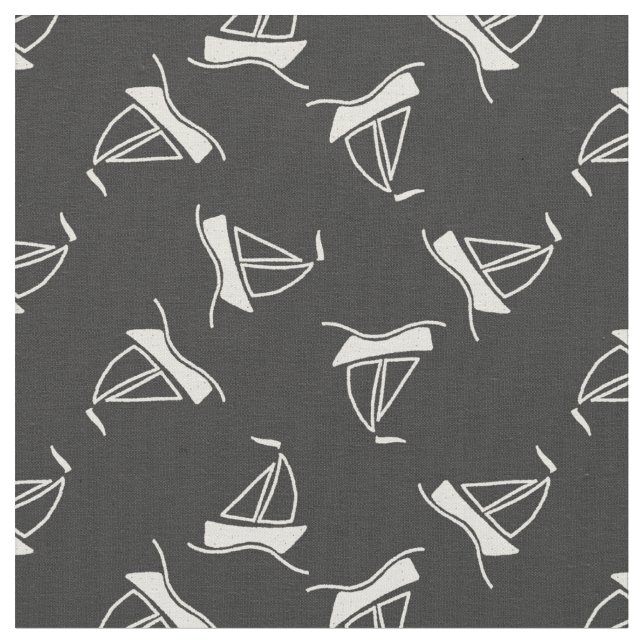 Tissu Motif de voilier de griffonnage (Fermer)