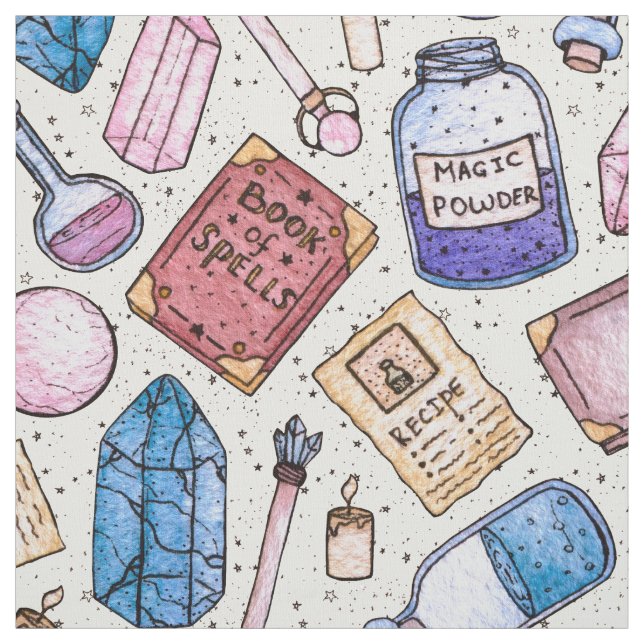 Tissu Motif de Witchy d'aquarelle (Échantillon)