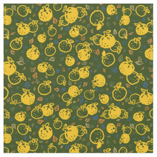 Tissu Motif de Yuzu (vert olive) Style de chute japonai