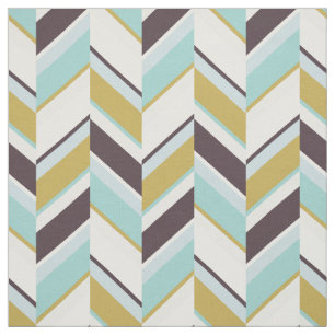 Tissu Motif de zigzag géométrique chic turquoise brun or