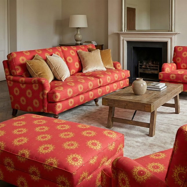Tissu Motif décoratif classique rouge et jaune (Créateur téléchargé)