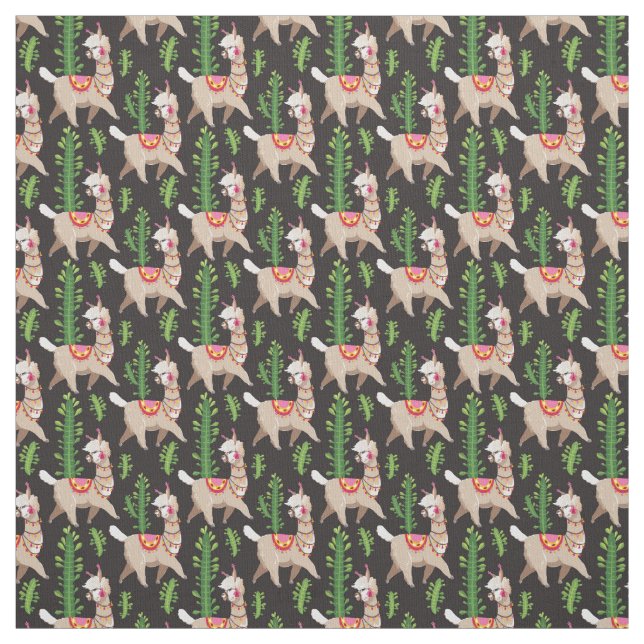 Tissu Motif décoré mignon de lamas (Échantillon)