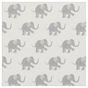 Tissu Motif d'éléphant de bébé gris mou