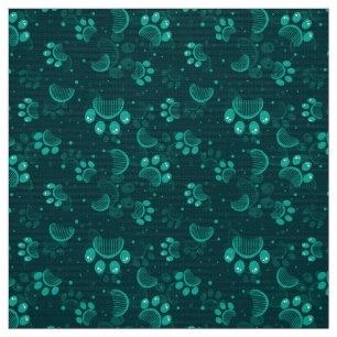 Tissu Motif d'empreinte de patte dans la couleur verte