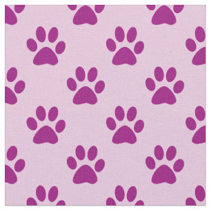 Tissu Motif d'empreinte de patte violette sur fond rose