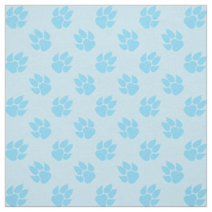 Tissu Motif d'empreintes de pattes de chien bleu clair
