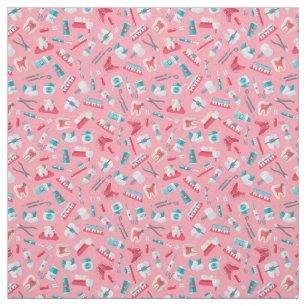 Tissu Motif dentaire rose
