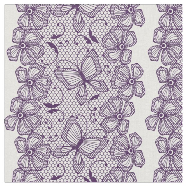 Tissu Motif dentelle avec papillons (Fermer)