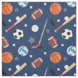 Tissu Motif d&#39;&#233;quipement sportif pour enfants en bleu